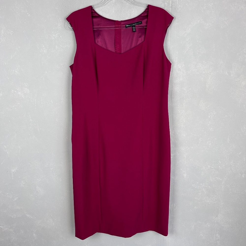 White House Black Market sheath dress size 14 burgundy sweetheart neck below kne